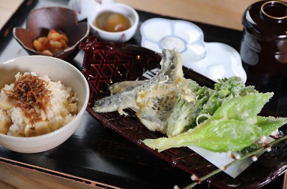 【梅まつり限定】淡海澪標し膳（淡海地魚と春の山菜の天麩羅）
